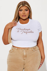 Cowboys & Tequila Crop Top - White