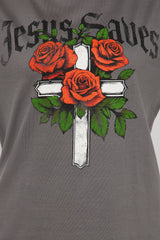 Jesus Saves Tee  - Charcoal