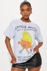 Little Miss Shopaholic Washed Oversized Tee - Grey
