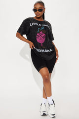 Little Miss Tired Mama Washed Oversized Tee - Black