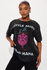 Little Miss Tired Mama Washed Oversized Tee - Black