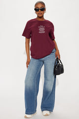 Stay Obsessed Multi Hit Oversized Tee - Burgundy