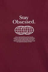 Stay Obsessed Multi Hit Oversized Tee - Burgundy