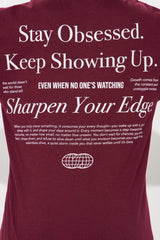 Stay Obsessed Multi Hit Oversized Tee - Burgundy