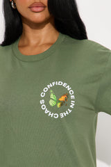 Confidence In The Chaos Oversized Tee - Olive