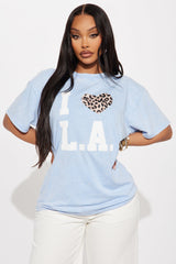 I Love LA Washed Oversized Tee - Light Blue