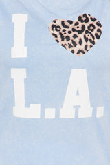 I Love LA Washed Oversized Tee - Light Blue