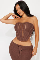 Lilah Crochet Maxi Skirt Set - Mocha