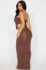 Lilah Crochet Maxi Skirt Set - Mocha
