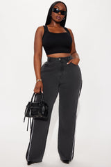 Zip It Up Straight Leg Jeans - Black