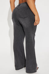 Best Angle Waistband Tab Wide Leg Jeans - Black Wash