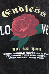 Endless Love Washed Oversized Tee - Black
