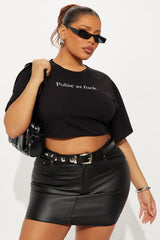 Polite As F Cropped Tee - Black