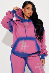 Every Day's A Good Day Washed Hoodie - Purple/combo