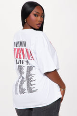 Nirvana Group Shot Washed Tour Oversized Tee - White