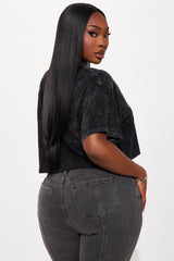 Little Miss Sassy Washed Cropped Tee - Black