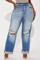 Sienna High Rise Straight Leg Jeans - Medium Wash