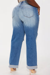 Sienna High Rise Straight Leg Jeans - Medium Wash