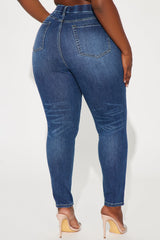 Taking It Over Tummy Control Stretch Skinny Jeans - Dark Wash