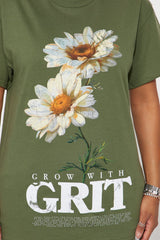 Grow With Grit Daisy Tee - Olive