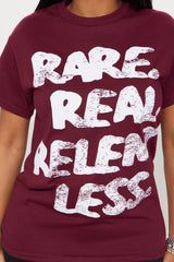 Rare Real Relentless Tee - Burgundy