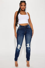 Kalisha Stretch Ripped Skinny Jeans - Dark Wash