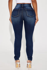 Kalisha Stretch Ripped Skinny Jeans - Dark Wash