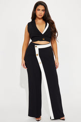 Amelia Vest Pant Set - Black/White