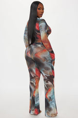 Deep Desires Mesh Bodysuit Pant Set - Multi Color