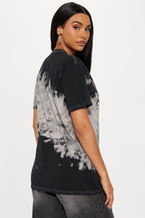 Pink Floyd Bleach Tie Dye Oversized Tee - Black