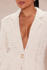 Mykonos Crochet Blazer Short Suit Set - Cream