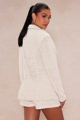 Mykonos Crochet Blazer Short Suit Set - Cream