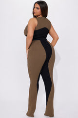 Wavy Days Sweater Pant Set - Black/Brown