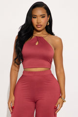 Dancing Queen Halter Pant Set - Marsala
