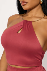 Dancing Queen Halter Pant Set - Marsala