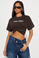 Plot Twist Tee - Dark Brown