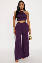 Dancing Queen Halter Pant Set - Eggplant