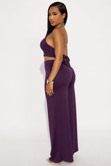 Dancing Queen Halter Pant Set - Eggplant