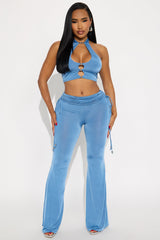 Azura Halter Pant Set - Slate Blue
