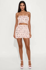 Ariana Faux Fur Mini Skirt Set - Pink