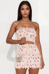 Ariana Faux Fur Mini Skirt Set - Pink