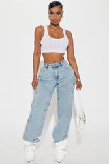 Sticking With It Stretch Straight Leg Jeans - Light Wash