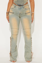 Tongue Tied Tinted Flare Jeans - Vintage Wash