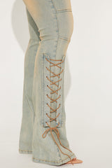 Tongue Tied Tinted Flare Jeans - Vintage Wash