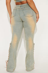 Tongue Tied Tinted Flare Jeans - Vintage Wash