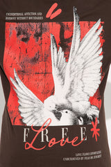 Free Love Multi Hit Oversized Tee - Brown
