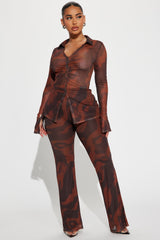 Carolina Mesh Pant Set - Brown