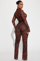 Carolina Mesh Pant Set - Brown