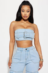 Go All Out Denim Pant Set - Light Wash