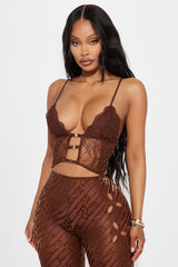 Kya Sheer Velvet Pant Set - Brown